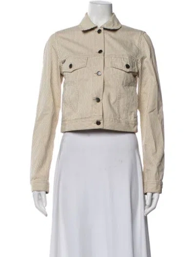 Pre-owned Burberry Striped Denim Jacket In White