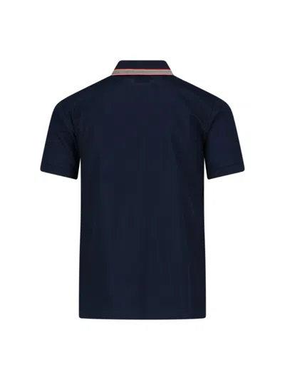 Burberry Striped Detail Polo Shirt In Coal Blue