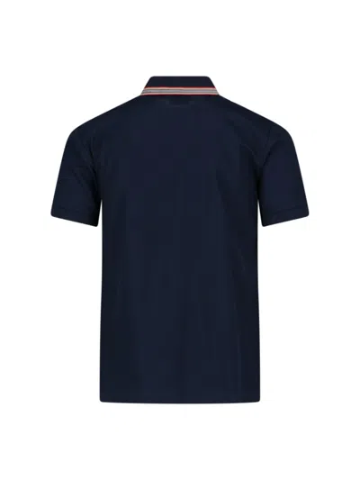 Burberry Striped Detail Polo Shirt In Navy