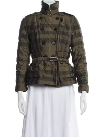 Pre-owned Burberry Striped Down Jacket In Green