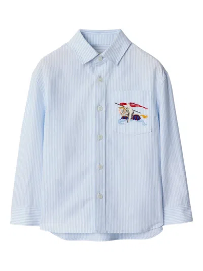 BURBERRY STRIPED EMBROIDERED OXFORD SHIRT