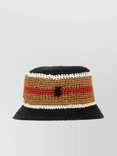 Burberry Striped Embroidery Raffia Hat In Multicoloured