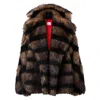 Burberry Striped Faux Fur Oversized Jacket