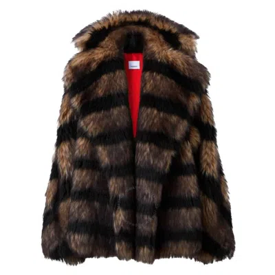Burberry Striped Faux Fur Oversized Jacket