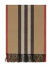 Burberry Check Motif Cashmere Scarf With Fringed Edges In Brown