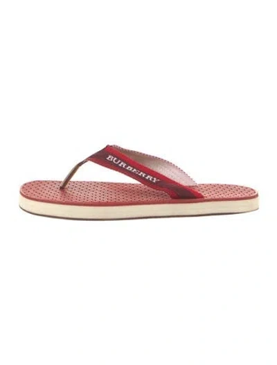 Pre-owned Burberry Striped Grosgrain Trim Flip Flops In Red