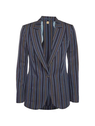 Pre-owned Burberry Striped Jacquard Blazer In Blue
