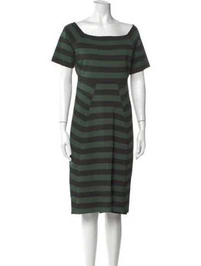 Pre-owned Burberry Striped Knee-length Dress W/ Tags In Green