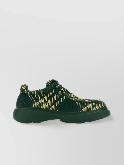 Burberry Striped Lace-up Shoes With Textured Sole In Primrose