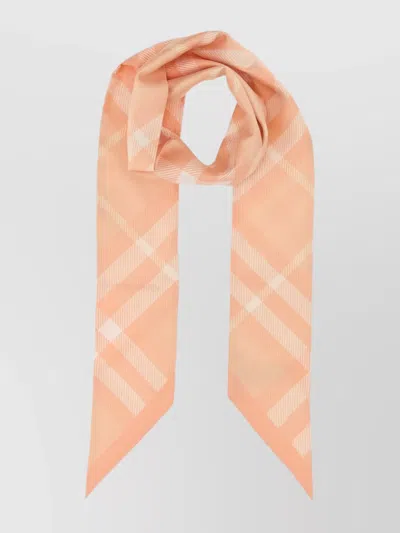 Burberry Striped Lightweight Soft Texture Scarves In Orange