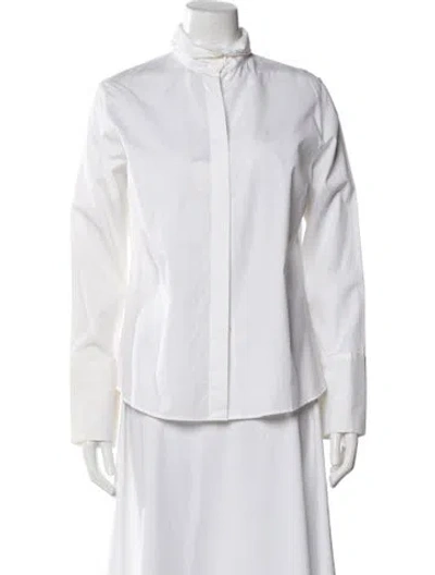 Pre-owned Burberry Striped Long Sleeve Blouse In White