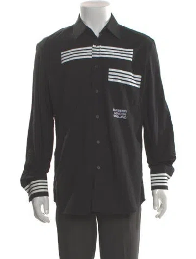 Pre-owned Burberry Striped Long Sleeve Shirt In Black