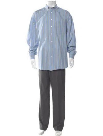 Pre-owned Burberry Striped Long Sleeve Shirt In Blue