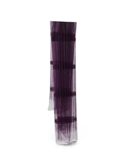 Pre-owned Burberry Striped Mesh Scarf In Purple