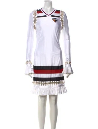 Pre-owned Burberry Striped Mini Dress W/ Tags In White