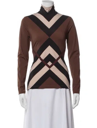 Pre-owned Burberry Striped Mock Neck Sweatshirt In Brown