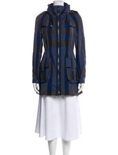 Pre-owned Burberry Striped Parka In Blue