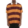 BURBERRY BURBERRY STRIPED PLISSE-PLEATED POLO SHIRT