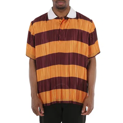 Burberry Striped Plisse-pleated Polo Shirt In Multi