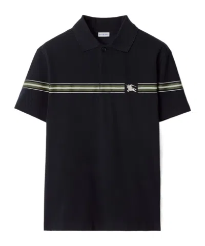 BURBERRY BURBERRY EQUESTRIAN KNIGHT MOTIF STRIPED POLO SHIRT