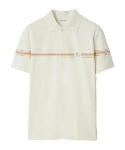 Burberry Striped Polo Shirt In White