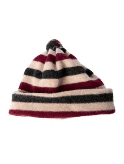 Pre-owned Burberry Striped Pom-pom Beanie In Neutral