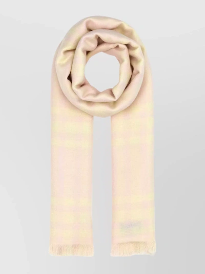 Burberry Striped Print Wool Blend Scarf In Neutral