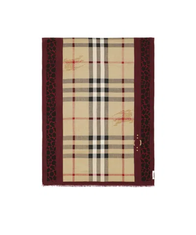 Burberry Striped Scarf In Nude
