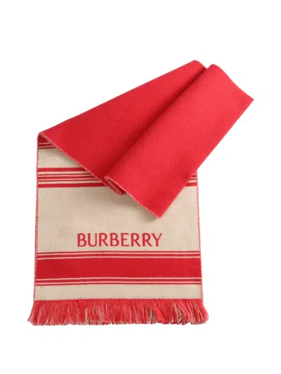 Burberry Striped Scarf In Red