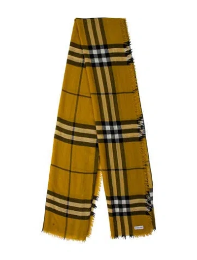 Pre-owned Burberry Striped Scarf In Yellow
