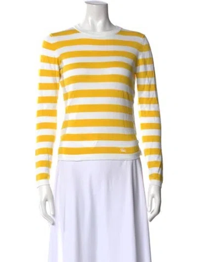 Pre-owned Burberry Striped Scoop Neck Sweater In Yellow