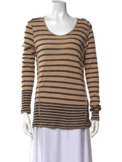 Pre-owned Burberry Striped Scoop Neck Top In Neutrals