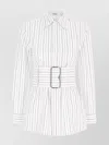 Burberry Vertical Striped Shirt With Belted Waist