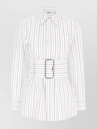 BURBERRY STRIPED SHIRT BELTED WAIST