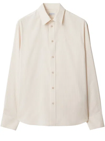 Burberry Striped Shirt In White