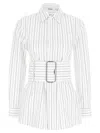 Burberry Striped Shirt With Belt In Red