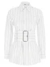 Burberry Striped Shirt With Belt In White