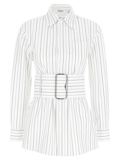 Burberry Striped Shirt With Belt In White