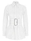 Burberry Striped Shirt With Belt In White