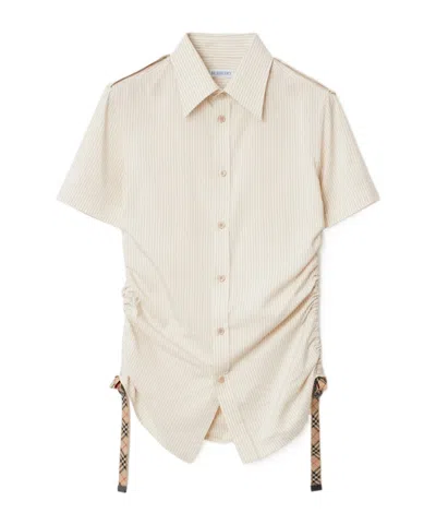 BURBERRY BURBERRY STRIPED DRAWSTRING HEM SHIRT