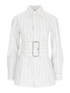 Burberry Striped Shirt With Belt In White