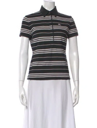 Pre-owned Burberry Striped Short Sleeve Polo In Black