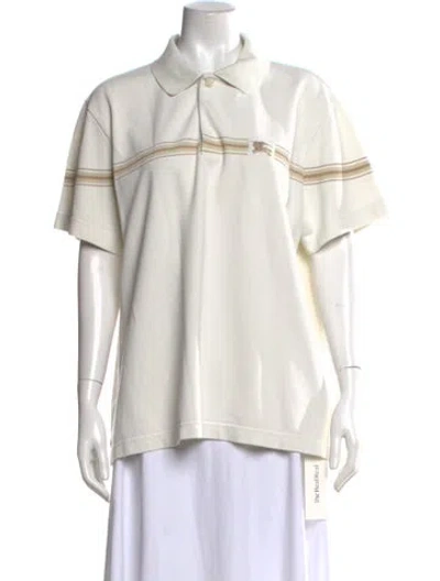 Pre-owned Burberry Striped Short Sleeve Polo In Neutrals
