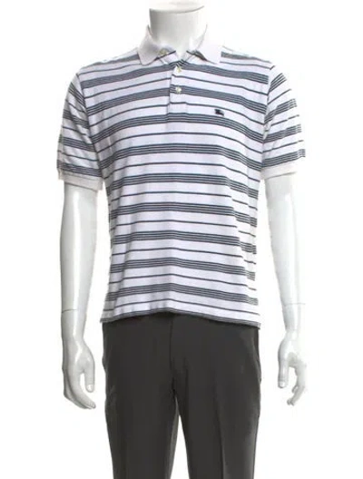 Pre-owned Burberry Striped Short Sleeve Polo In White