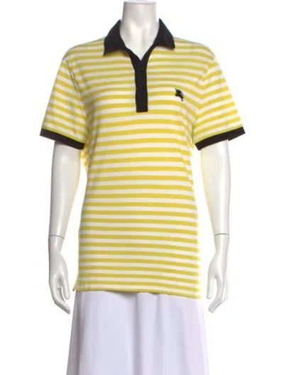 Pre-owned Burberry Striped Short Sleeve Polo In Yellow