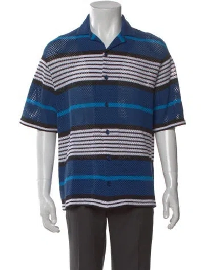Pre-owned Burberry Striped Short Sleeve Shirt In Blue