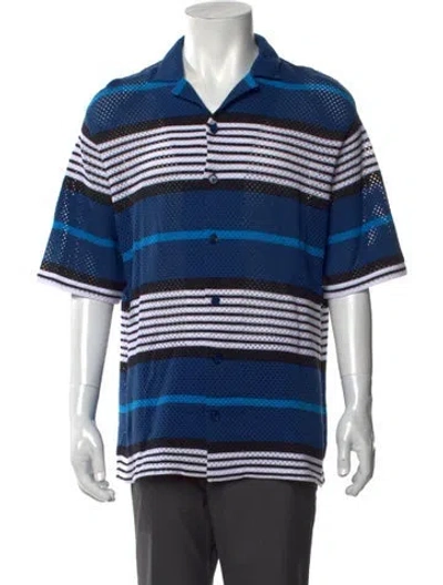 Pre-owned Burberry Striped Short Sleeve Shirt W/ Tags In Blue