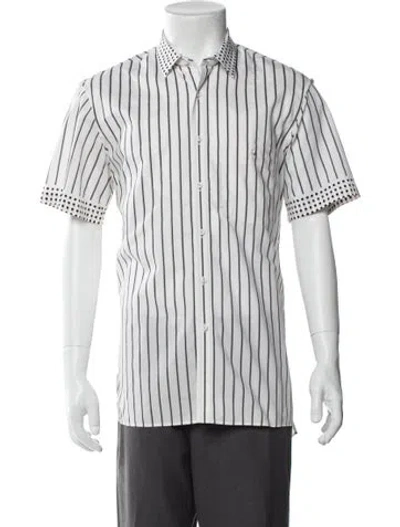 Pre-owned Burberry Striped Short Sleeve Shirt In White