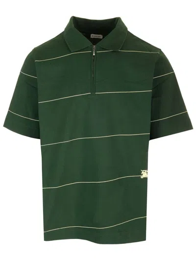 Burberry Ivy Green Pique Polo Shirt In Multi