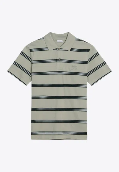 Burberry Striped Short-sleeved Polo T-shirt In Green